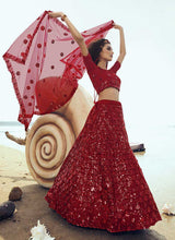 Load image into Gallery viewer, Red Sequins Embroidered Stylish Lehenga Choli fashionandstylish.myshopify.com