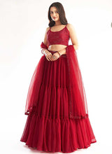 Load image into Gallery viewer, Red Sequins Embroidered Stylish Lehenga Choli fashionandstylish.myshopify.com