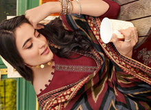 Load image into Gallery viewer, Red Violet Embroidered Straight Pant Style Suit fashionandstylish.myshopify.com