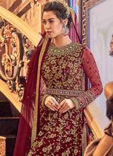 Load image into Gallery viewer, Red and Gold Heavy Embroidered Anarkali fashionandstylish.myshopify.com