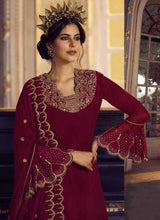 Load image into Gallery viewer, Red and Gold Heavy Embroidered Lehenga/ Pant Style Suit fashionandstylish.myshopify.com