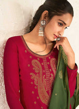 Load image into Gallery viewer, Red and Green Splendid Embroidered Pant Style Suit fashionandstylish.myshopify.com