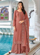 Load image into Gallery viewer, Rose Pink Heavy Embroidered Palazzo Style Suit fashionandstylish.myshopify.com