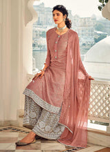 Load image into Gallery viewer, Rouge Pink and Grey Embroidered Sharara Style Suit fashionandstylish.myshopify.com