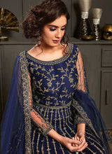 Load image into Gallery viewer, Royal Blue Heavy Embroidered Kalidar Anarkali Suit fashionandstylish.myshopify.com