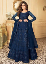 Load image into Gallery viewer, Royal Blue Heavy Embroidered Kalidar Gown Style Anarkali fashionandstylish.myshopify.com