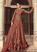 Load image into Gallery viewer, Rust Pink Heavy Embroidered Gown Style Anarkali fashionandstylish.myshopify.com