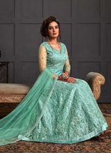 Load image into Gallery viewer, Sea Green Heavy Embroidered Gown Style Anarkali Suit fashionandstylish.myshopify.com