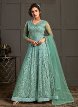 Load image into Gallery viewer, Sea Green Heavy Embroidered Gown Style Anarkali Suit fashionandstylish.myshopify.com