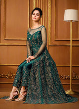 Load image into Gallery viewer, Sea Green Heavy Embroidered High Slit Style Designer Suit fashionandstylish.myshopify.com