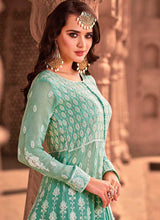 Load image into Gallery viewer, Sea Green Heavy Embroidered Lehenga Style Anarkali fashionandstylish.myshopify.com