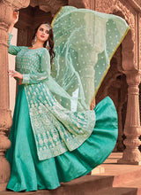 Load image into Gallery viewer, Sea Green Heavy Embroidered Lehenga Style Anarkali fashionandstylish.myshopify.com