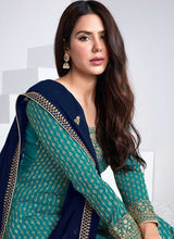 Load image into Gallery viewer, Sea Green and Blue Embroidered Stylish Pant Suit fashionandstylish.myshopify.com