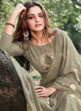 Load image into Gallery viewer, Shaded Green Embroidered Straight Pant Style Suit fashionandstylish.myshopify.com