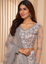 Load image into Gallery viewer, Silver Grey Floral Embroidered Stylish Lehenga Choli fashionandstylish.myshopify.com