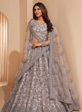 Load image into Gallery viewer, Silver Grey Floral Embroidered Stylish Lehenga Choli fashionandstylish.myshopify.com
