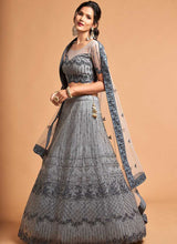 Load image into Gallery viewer, Silver Grey Floral Heavy Embroidered Designer Lehenga Choli fashionandstylish.myshopify.com