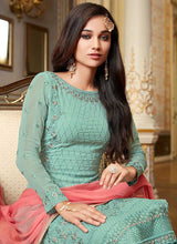 Load image into Gallery viewer, Sky Blue Embroidered Straight Pant Style Suit fashionandstylish.myshopify.com