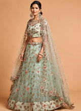 Load image into Gallery viewer, Sky Blue Floral Heavy Embroidered Designer Lehenga Choli fashionandstylish.myshopify.com