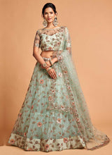 Load image into Gallery viewer, Sky Blue Floral Heavy Embroidered Designer Lehenga Choli fashionandstylish.myshopify.com