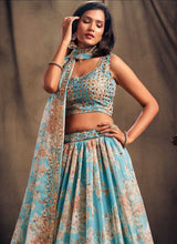 Load image into Gallery viewer, Sky Blue Floral Printed Stylish Embroidered Lehenga Choli fashionandstylish.myshopify.com
