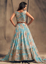 Load image into Gallery viewer, Sky Blue Floral Printed Stylish Embroidered Lehenga Choli fashionandstylish.myshopify.com