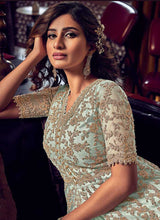 Load image into Gallery viewer, Sky Blue Heavy Embroidered Sharara Style Suit fashionandstylish.myshopify.com