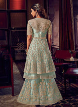 Load image into Gallery viewer, Sky Blue Heavy Embroidered Sharara Style Suit fashionandstylish.myshopify.com