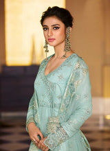 Load image into Gallery viewer, Sky Blue Heavy Neck Embroidered Gown Style Anarkali fashionandstylish.myshopify.com