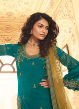 Load image into Gallery viewer, Teal And Beige Designer Heavy Embroidered Lehenga fashionandstylish.myshopify.com