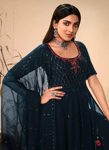 Load image into Gallery viewer, Teal Blue Embroidered Stylish Palazzo Suit