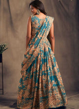 Load image into Gallery viewer, Teal Blue Floral Printed Stylish Embroidered Lehenga Choli fashionandstylish.myshopify.com