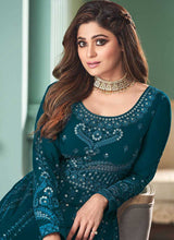 Load image into Gallery viewer, Teal Blue Heavy Embroidered Gown Style Anarkali fashionandstylish.myshopify.com