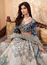 Load image into Gallery viewer, Teal Blue Heavy Floral Embroidered Stylish Lehenga Choli fashionandstylish.myshopify.com