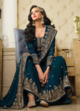 Load image into Gallery viewer, Teal Color Heavy Embroidered Gharara Style Suit