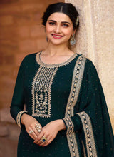 Load image into Gallery viewer, Teal Embroidered Pant Style Suit fashionandstylish.myshopify.com