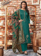 Load image into Gallery viewer, Teal Embroidered Straight Pant Style Suit fashionandstylish.myshopify.com