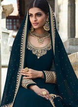 Load image into Gallery viewer, Teal Embroidered Stylish Kalidar Gown Style Anarkali fashionandstylish.myshopify.com