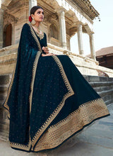 Load image into Gallery viewer, Teal Embroidered Stylish Kalidar Gown Style Anarkali fashionandstylish.myshopify.com