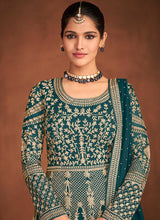 Load image into Gallery viewer, Teal Heavy Embroidered Designer Gown Style Anarkali fashionandstylish.myshopify.com