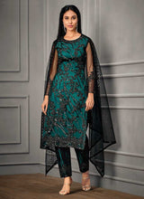 Load image into Gallery viewer, Teal Heavy Embroidered Designer Stylish Pant Suit fashionandstylish.myshopify.com