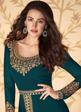 Load image into Gallery viewer, Teal Heavy Embroidered High Slit Style Anarkali fashionandstylish.myshopify.com