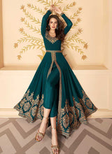 Load image into Gallery viewer, Teal Heavy Embroidered High Slit Style Anarkali fashionandstylish.myshopify.com