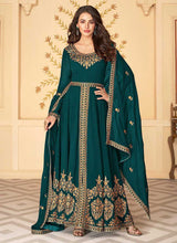 Load image into Gallery viewer, Teal Heavy Embroidered High Slit Style Anarkali fashionandstylish.myshopify.com