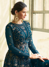 Load image into Gallery viewer, Teal Heavy Embroidered Kalidar Anarkali Suit