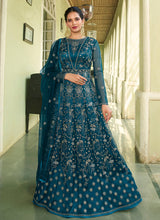 Load image into Gallery viewer, Teal Heavy Embroidered Kalidar Anarkali Suit