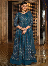 Load image into Gallery viewer, Teal Sequin Embroidered Lehenga Style Anarkali fashionandstylish.myshopify.com