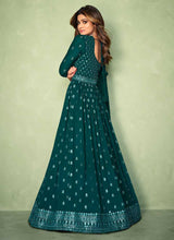 Load image into Gallery viewer, Teal Sequins Embroidered Jacket Style Anarkali Suit fashionandstylish.myshopify.com