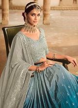 Load image into Gallery viewer, Teal Shaded Heavy Embroidered Stylish Lehenga Choli
