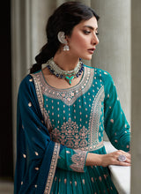 Load image into Gallery viewer, Teal and Blue Heavy Embroidered Stylish Lehenga